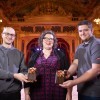 Maria Moriarty-Eames, Head of Partnerships at Marketing Lancashire is delighted with progress on the new Lancashire Tourism Awards trophies, created by BAE Apprentices including Sam (left) and Jack (right).