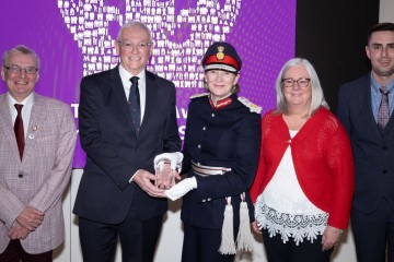 From L to R Ken Jefferson and Peter Leatham from the OASST Lord Lieutenant of Lancashire Mrs Amanda Parker JP and OASST members Debra Phillips and Joshua Adcroft..jpg.jpg