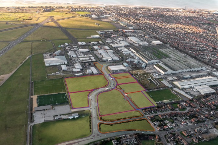 Aerial image of the new road and plots