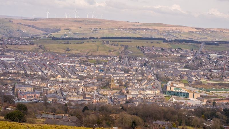 Aerial shot of Darwen 