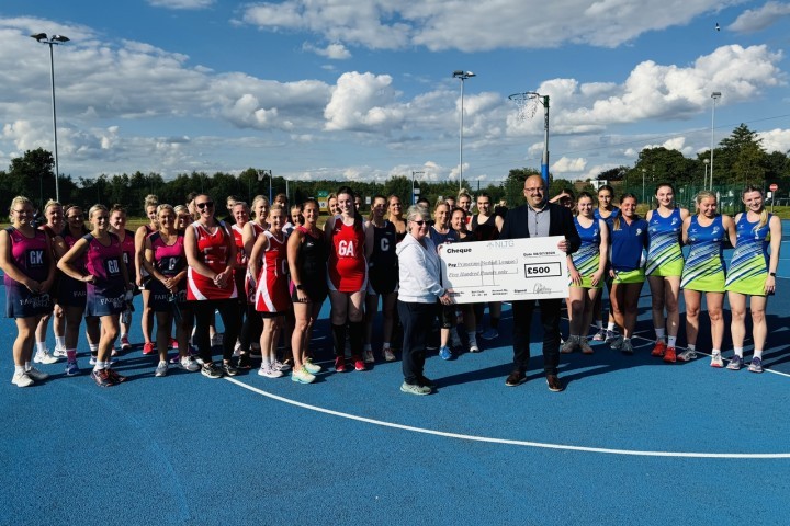 NLTG Managing Director Gareth Lindsay presented a cheque to the Primetime Netball League at Accrington Academy.jpg.jpg