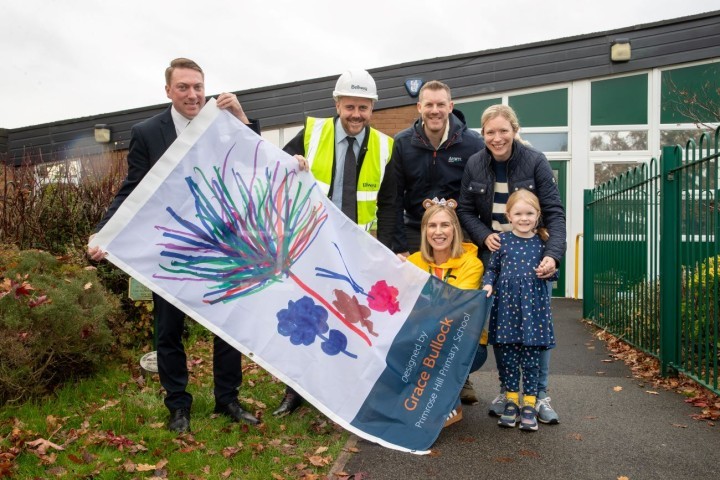 LtoR Bellway sales advisor Josh, Bellway site manager Paul, Grace's parents, school headteacher Mrs Jones and Grace SMALLER.jpg.jpg