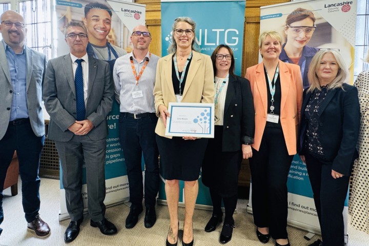 Lancashire County Councils 1000th Apprentice Lara Mason with representatives from NLTG and Lancashire County Council.jpg.jpg